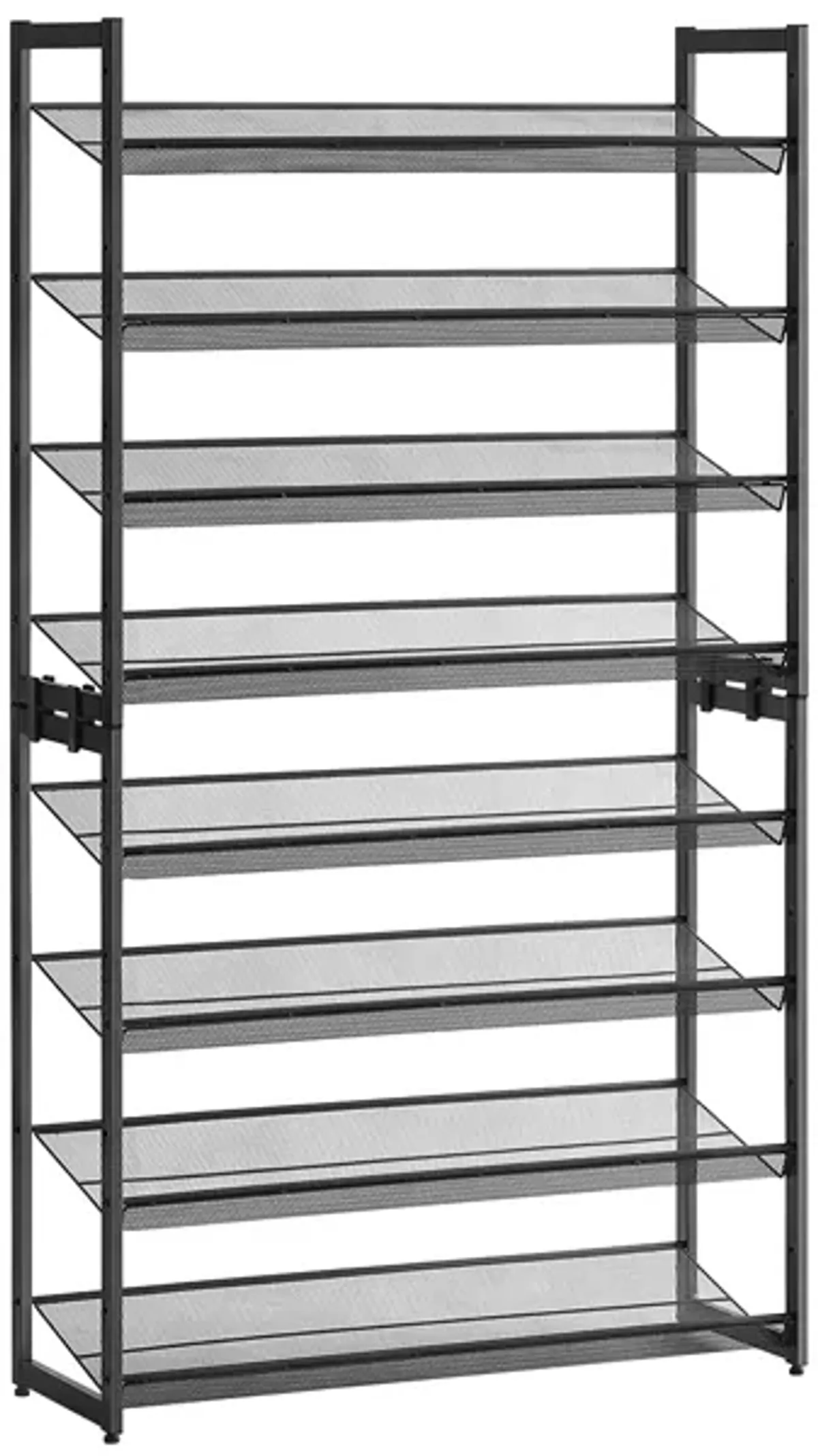 8-Tier Shoe Rack - Set of 2 Stackable 4-Tier Metal Mesh Shoe Organizers for Storage