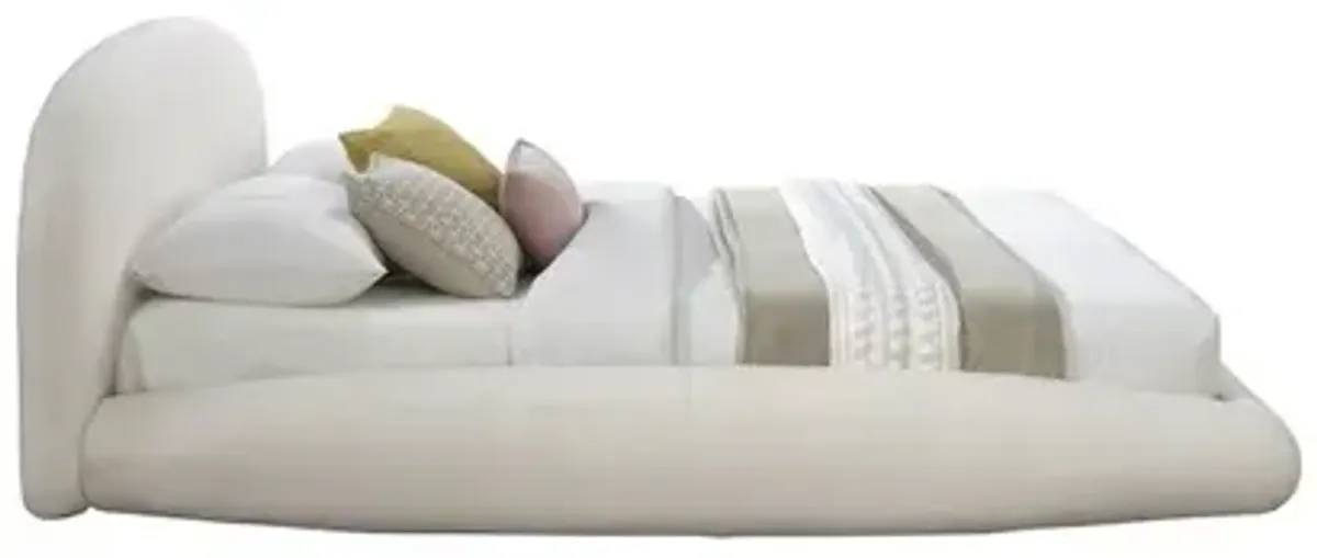 Meridian Furniture Genesis Cream Teddy Fabric Queen Bed