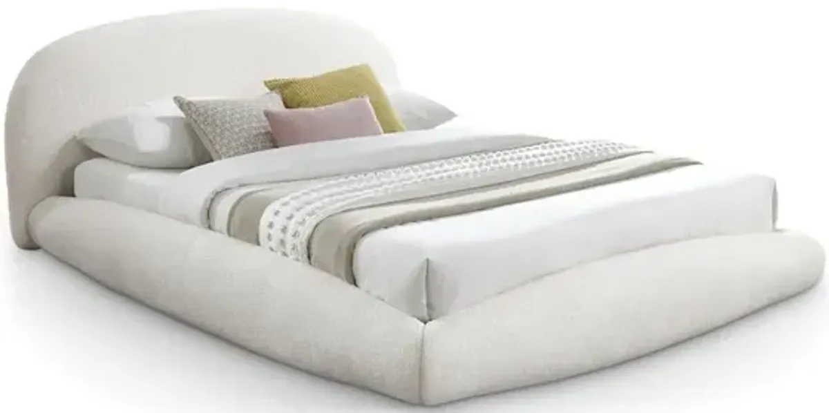 Meridian Furniture Genesis Cream Teddy Fabric Queen Bed