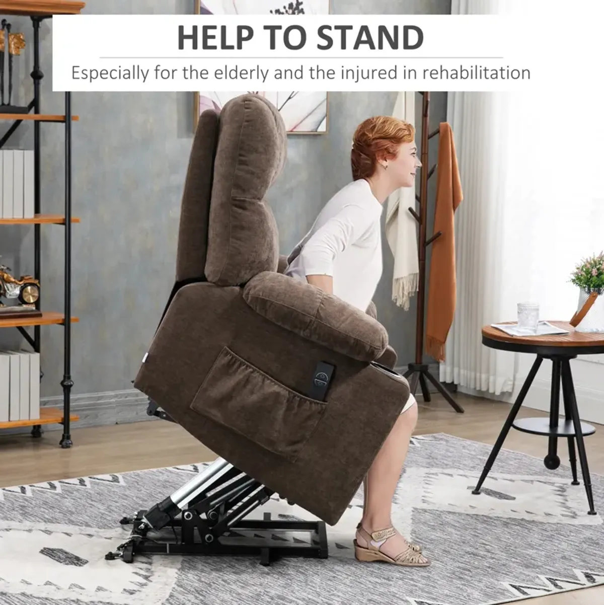 Coffee Color Recliner Lift Chair: Footrest, Luxurious