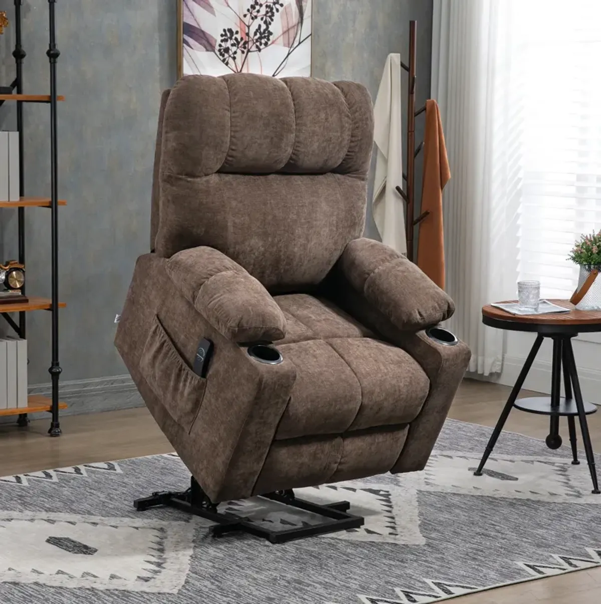 Coffee Color Recliner Lift Chair: Footrest, Luxurious