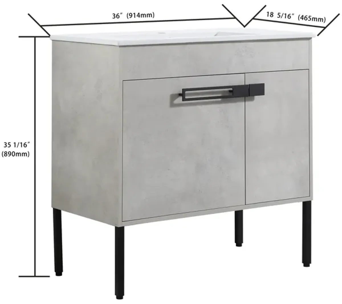 36" Bathroom Vanity With Sink, Freestanding Bathroom Vanity