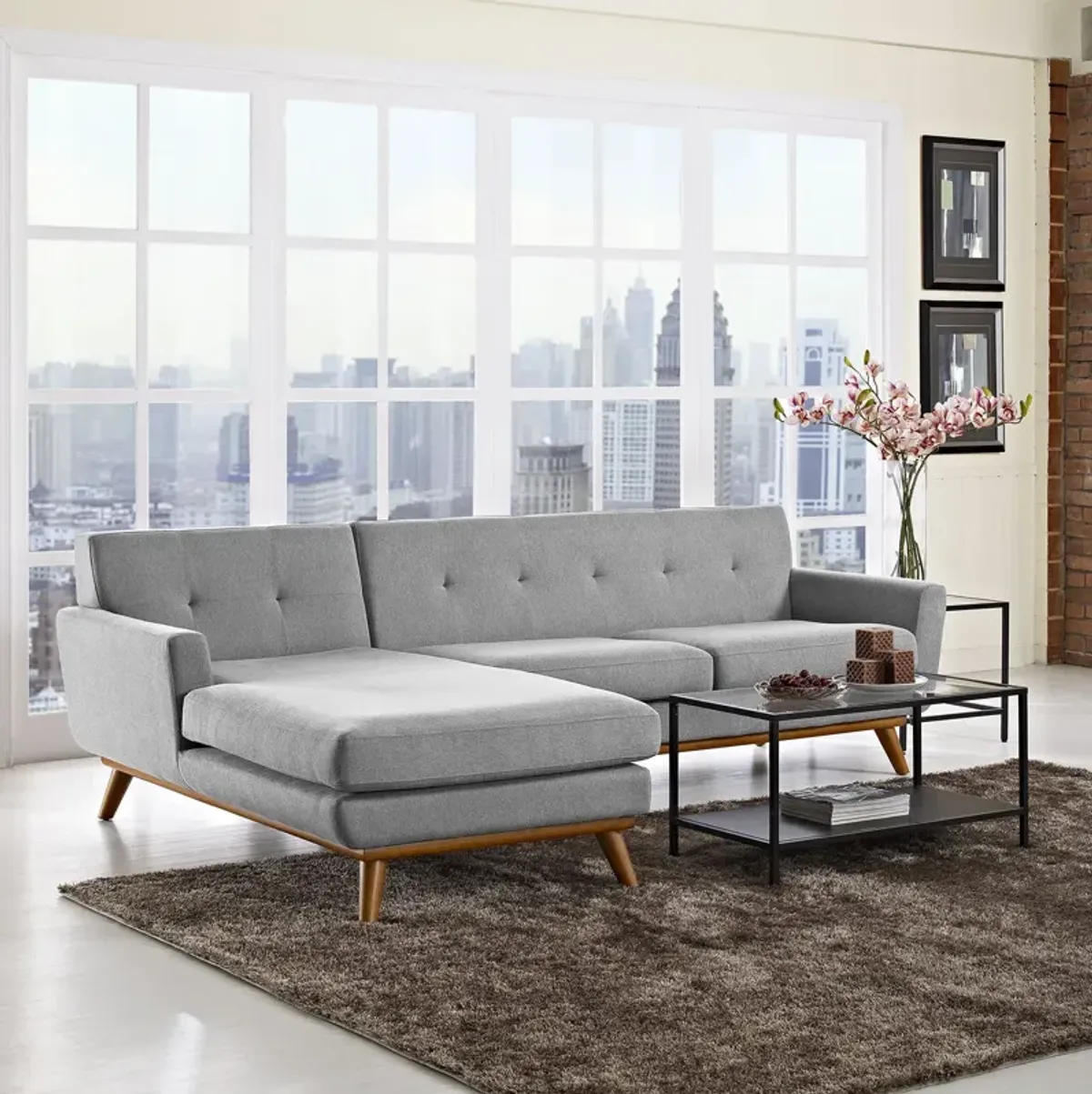 Engage Left-Facing Upholstered Fabric Sectional Sofa