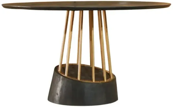 Modrest Cotopaxi - Modern Charcoal + Brass Round Dining Table