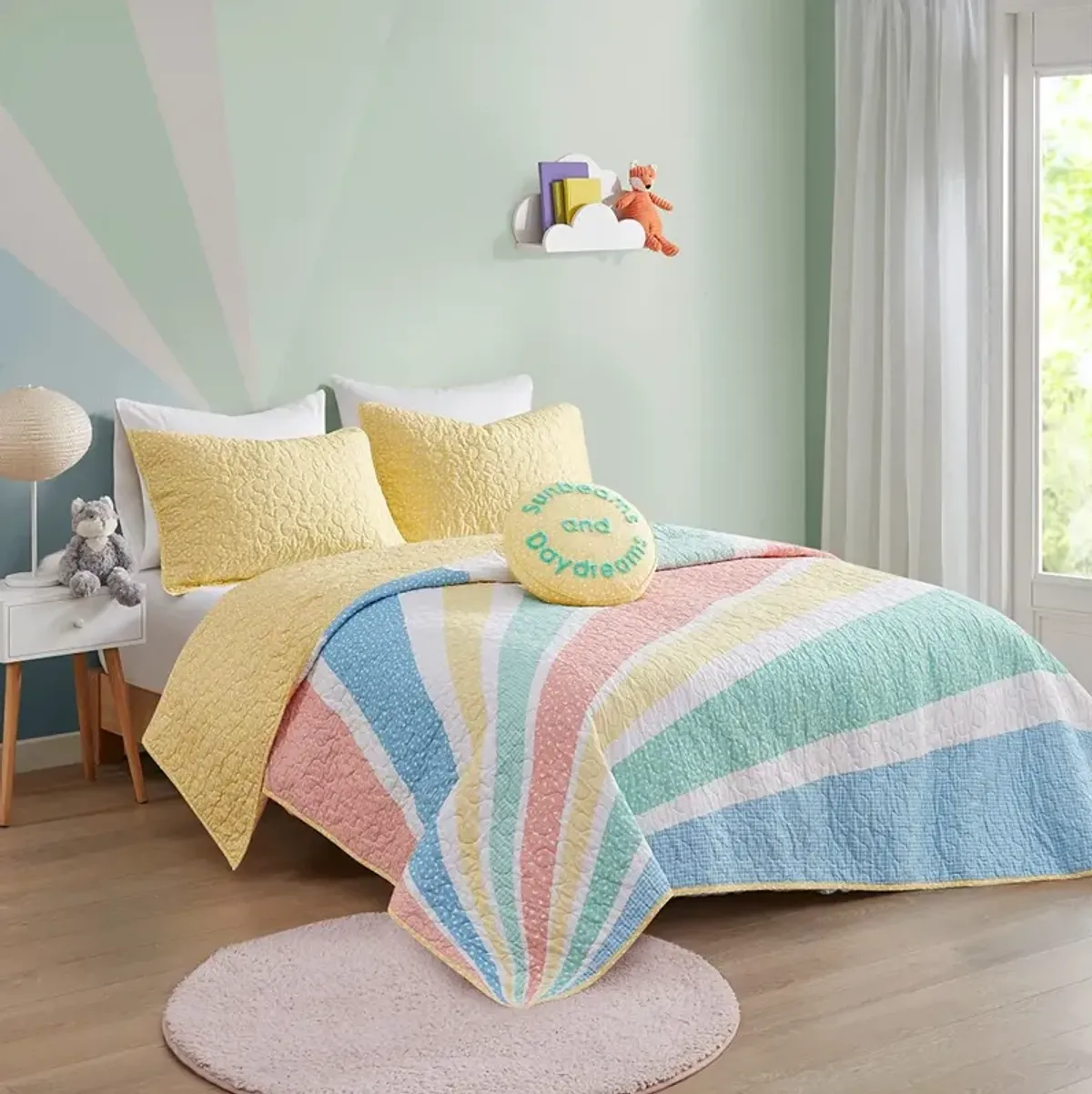 Gracie Mills Arianell Vibrant Rainbow Sunburst Reversible Cotton Comforter Set