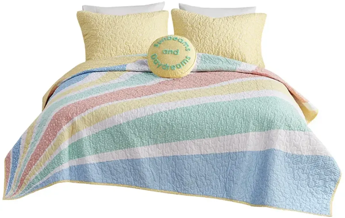 Gracie Mills Arianell Vibrant Rainbow Sunburst Reversible Cotton Comforter Set