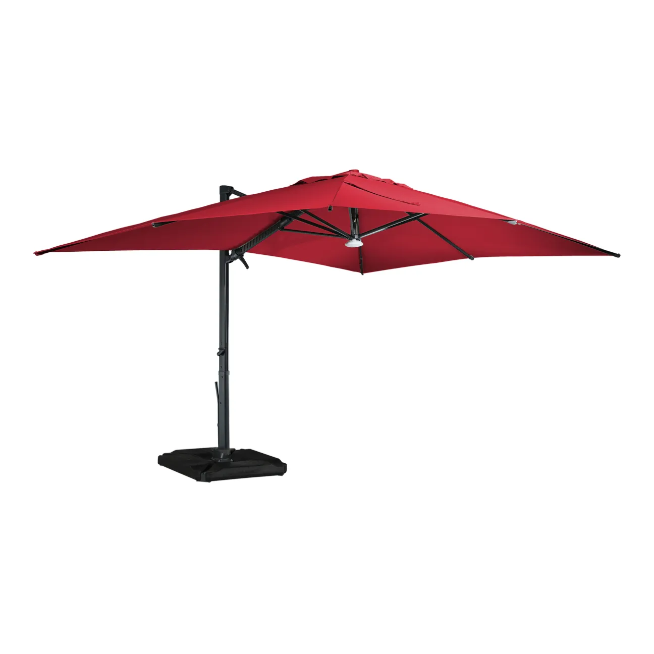 MONDAWE 13ft Square Solar LED Cantilever Patio Umbrella with Included Base & Bluetooth Light