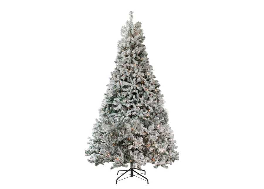 6.5' Pre-Lit Flocked Pine Medium Artificial Christmas Tree - Clear Lights