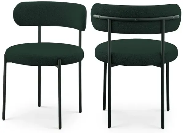 Meridian Furniture Beacon Green Boucle Fabric Dining Chair, Set of 2