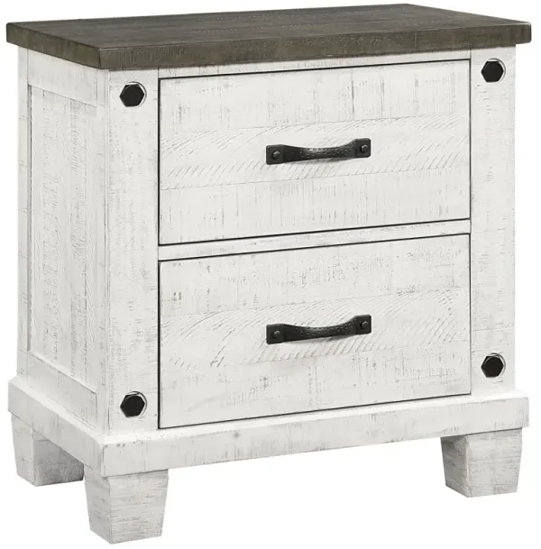 Lili 28 Inch Nightstand, 2 Drawers, USB and Type C Ports, White Pine Wood - Benzara