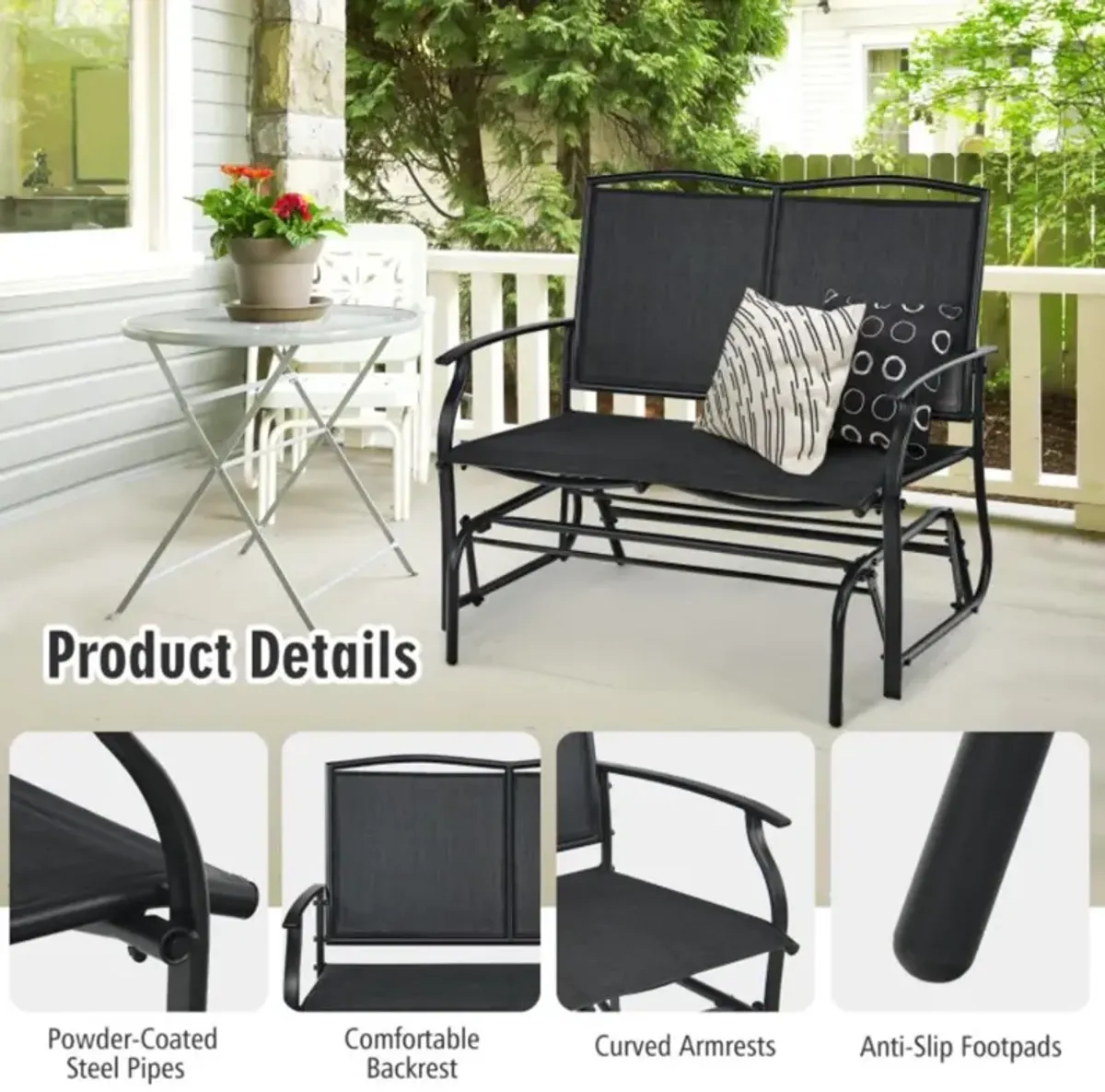 Hivvago Iron Patio Rocking Chair for Outdoor Backyard and Lawn