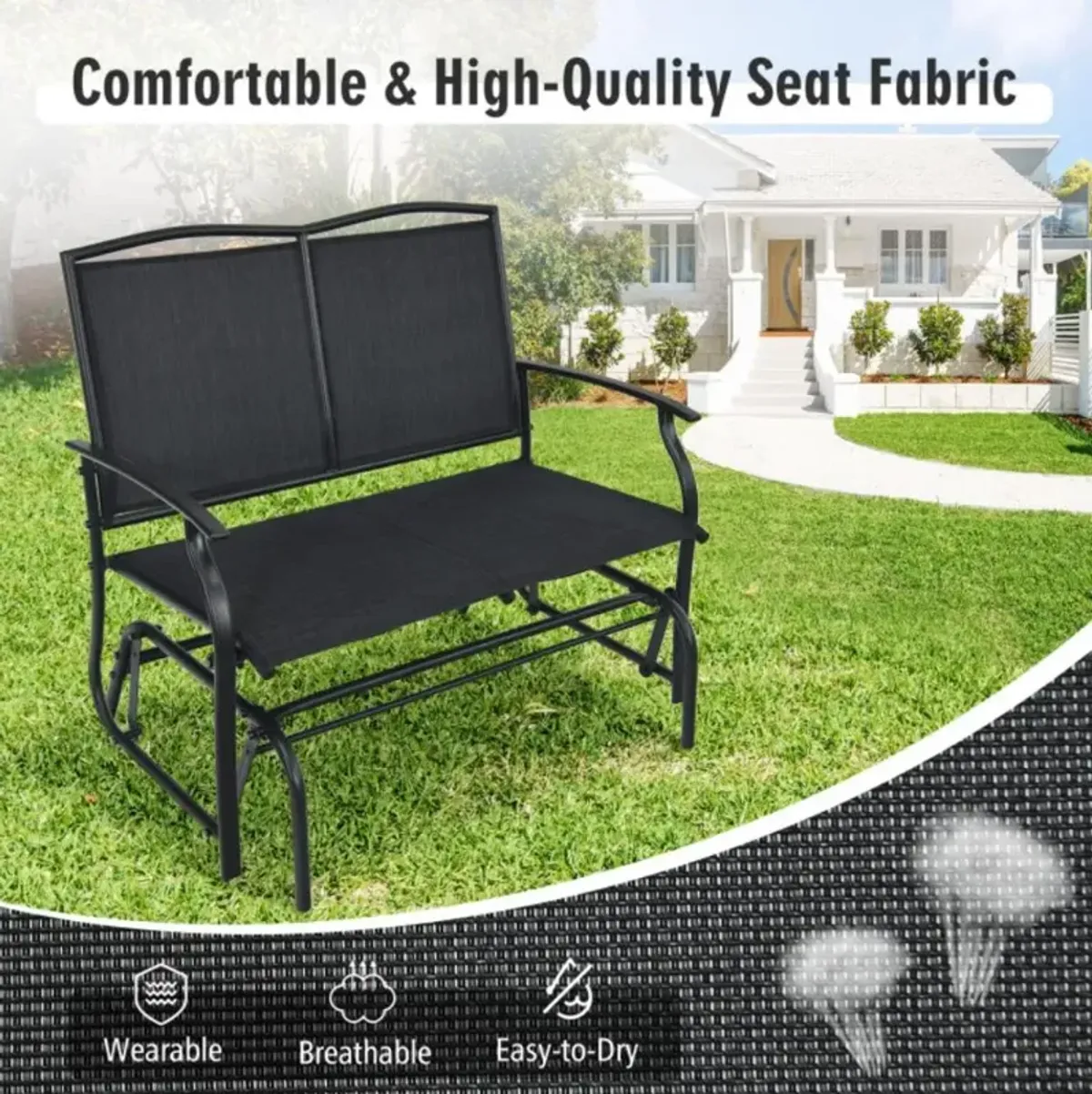 Hivvago Iron Patio Rocking Chair for Outdoor Backyard and Lawn