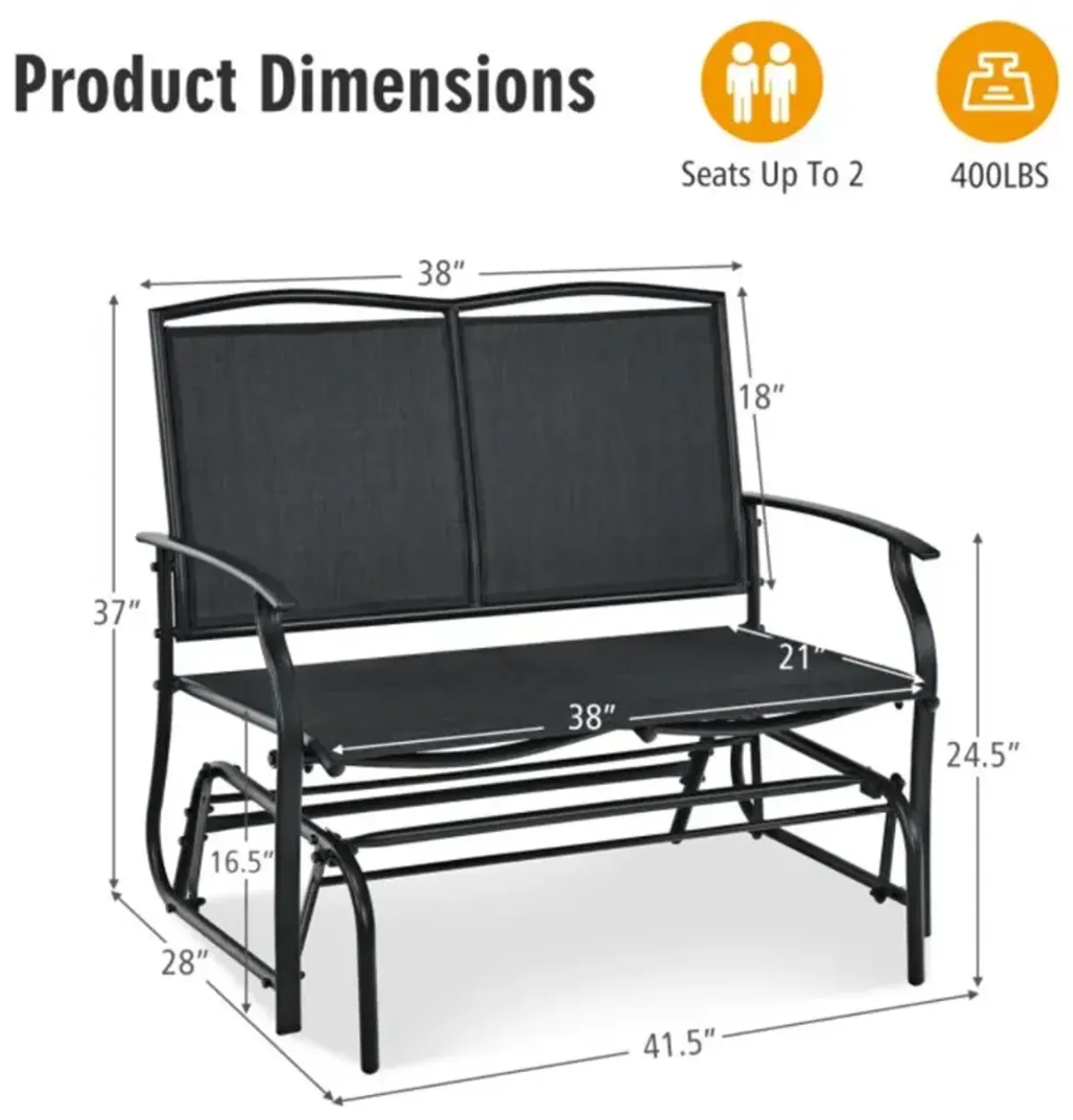 Hivvago Iron Patio Rocking Chair for Outdoor Backyard and Lawn