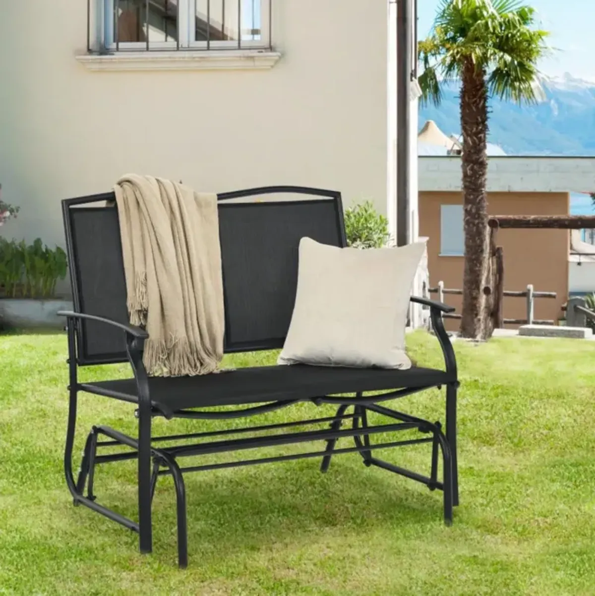 Hivvago Iron Patio Rocking Chair for Outdoor Backyard and Lawn