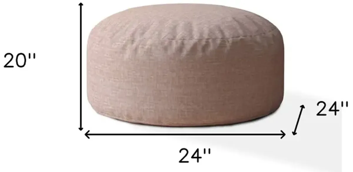 Homezia 24" Pink Cotton Round Pouf Ottoman