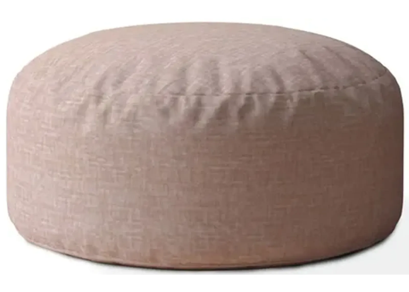 Homezia 24" Pink Cotton Round Pouf Ottoman