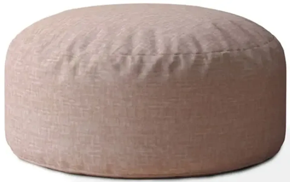 Homezia 24" Pink Cotton Round Pouf Ottoman