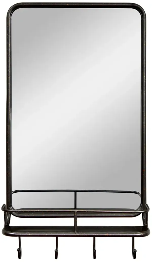 Wall Bathroom Mirror with Shelf Hooks Sturdy Metal Frame for Bedroom Living Room