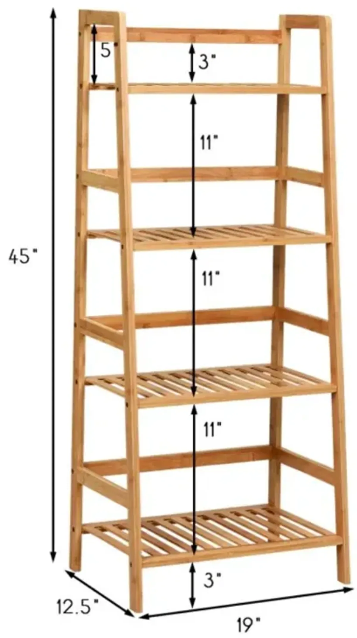 Hivvago 4-Tier Bamboo Plant Rack with Guardrails Stable and Space-Saving