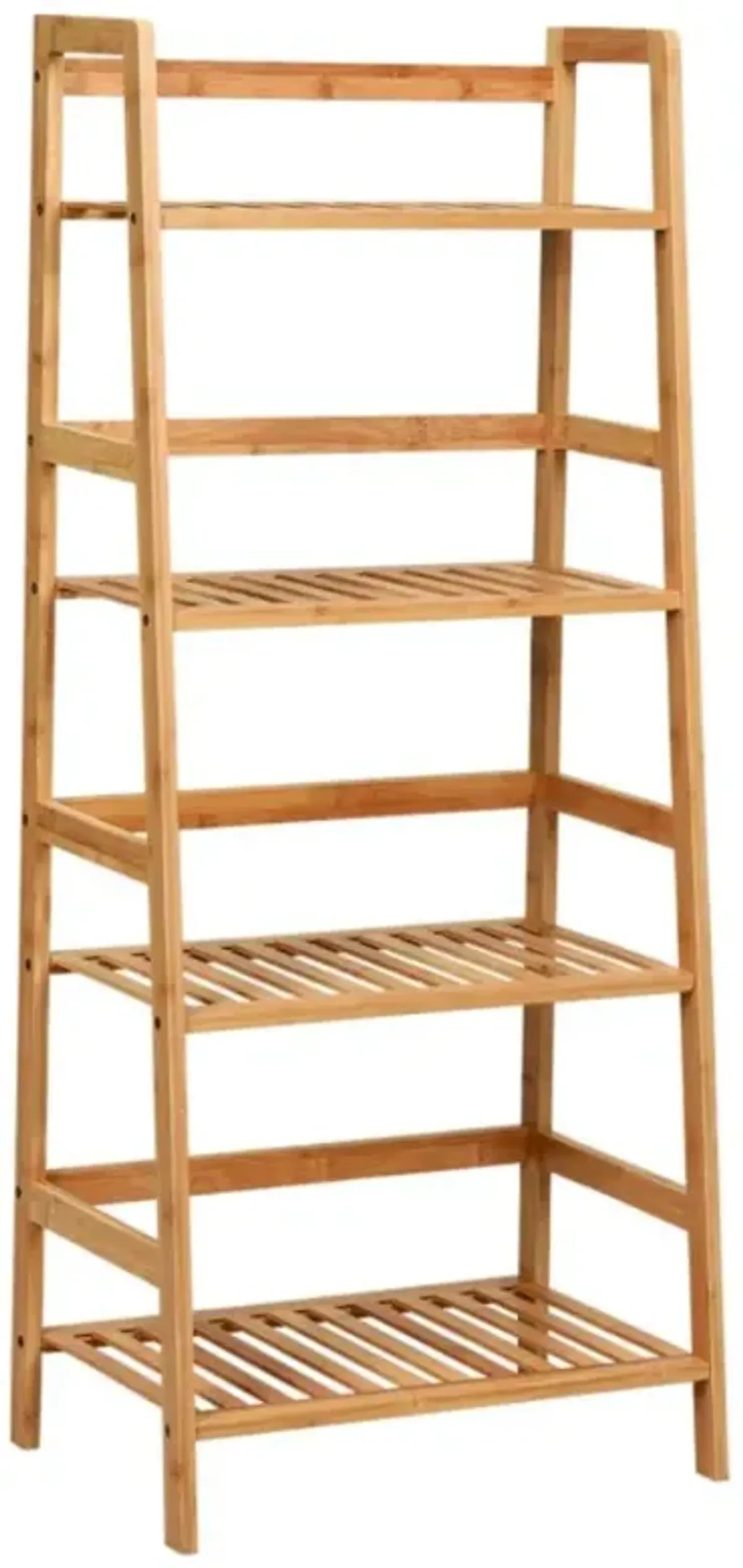 Hivvago 4-Tier Bamboo Plant Rack with Guardrails Stable and Space-Saving