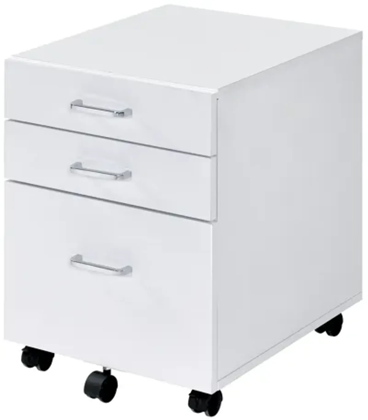 ACME Tennos Cabinet, White & Chrome Finish