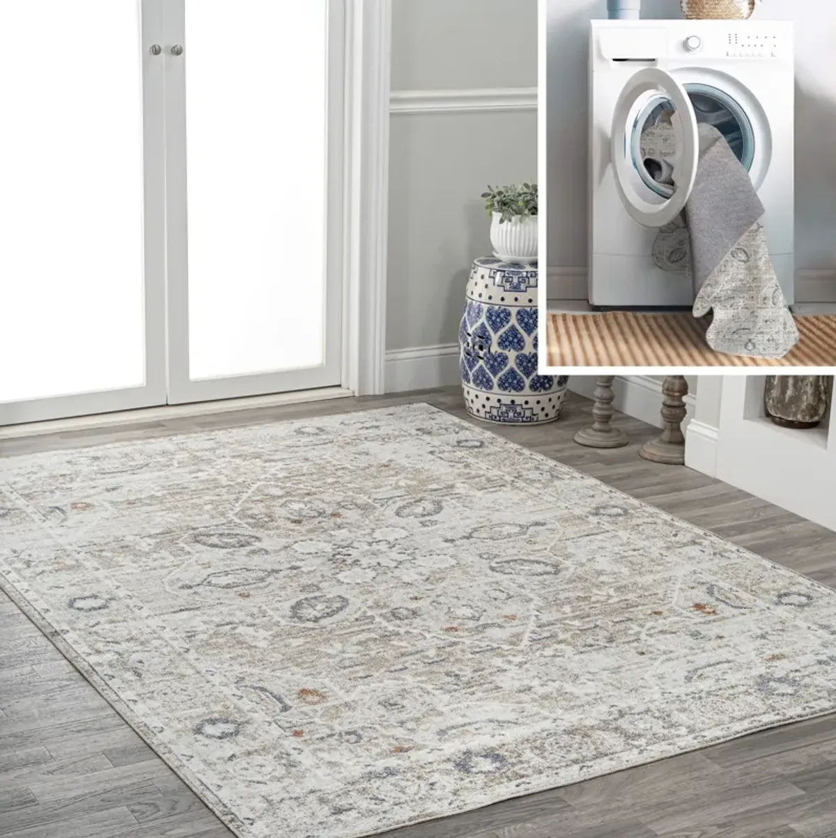 Shaii Global Medallion Low-Pile Machine-Washable Area Rug