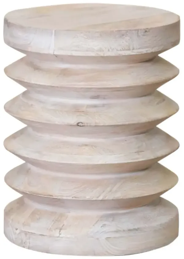 Rustic Round End Table with Solid Wood Construction for Home Interiors