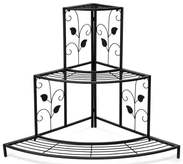 3 Tier Floral Corner Metal Plant Pot Rack