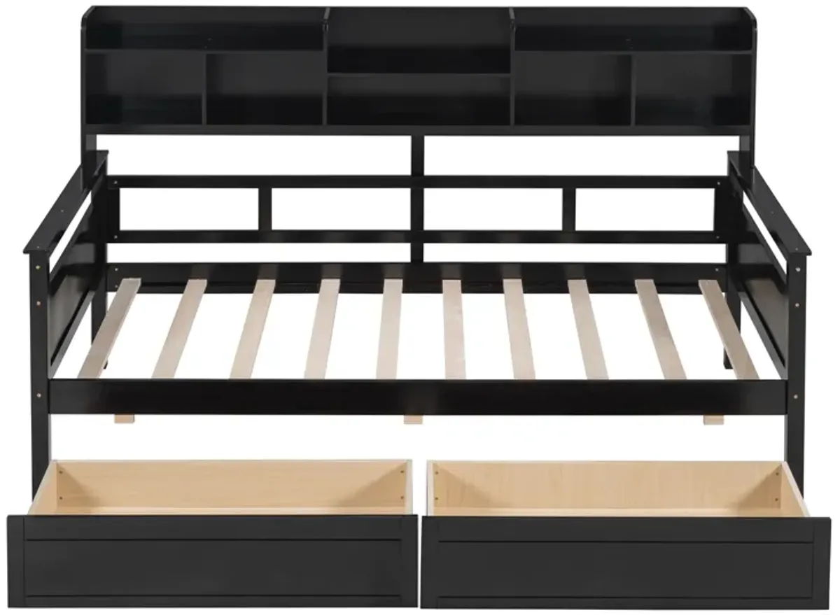 Merax Modern Daybed Bed with  Storage Shelves