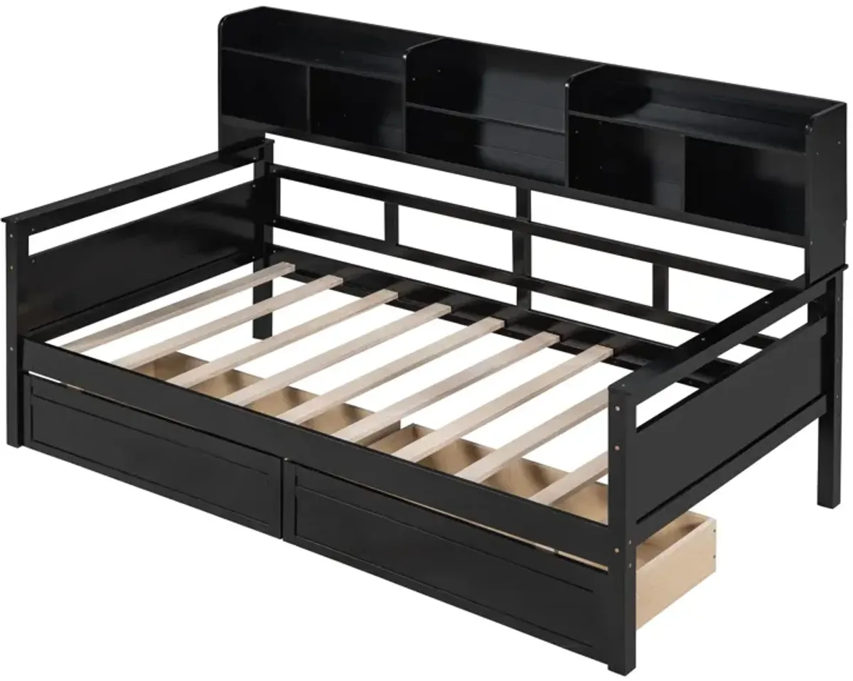 Merax Modern Daybed Bed with  Storage Shelves