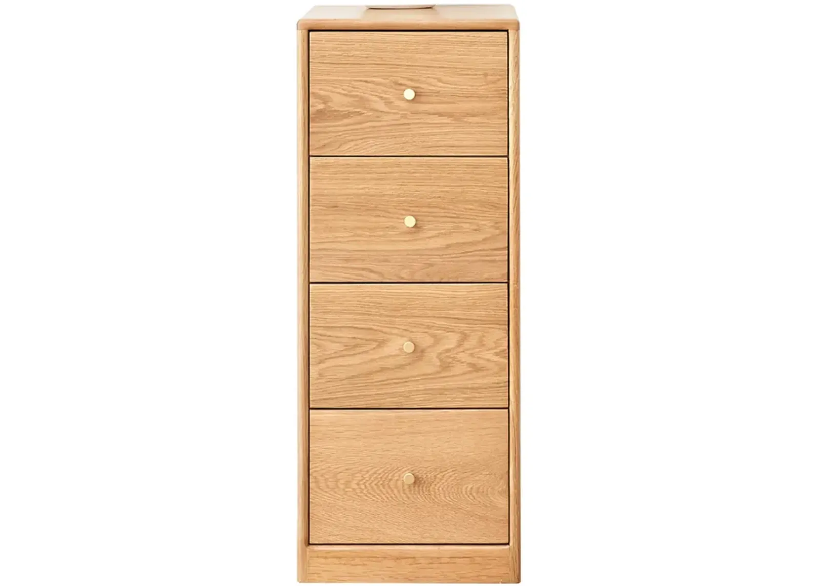 Oak Bedside Storage Cabinet - Free-Standing, Four Drawers