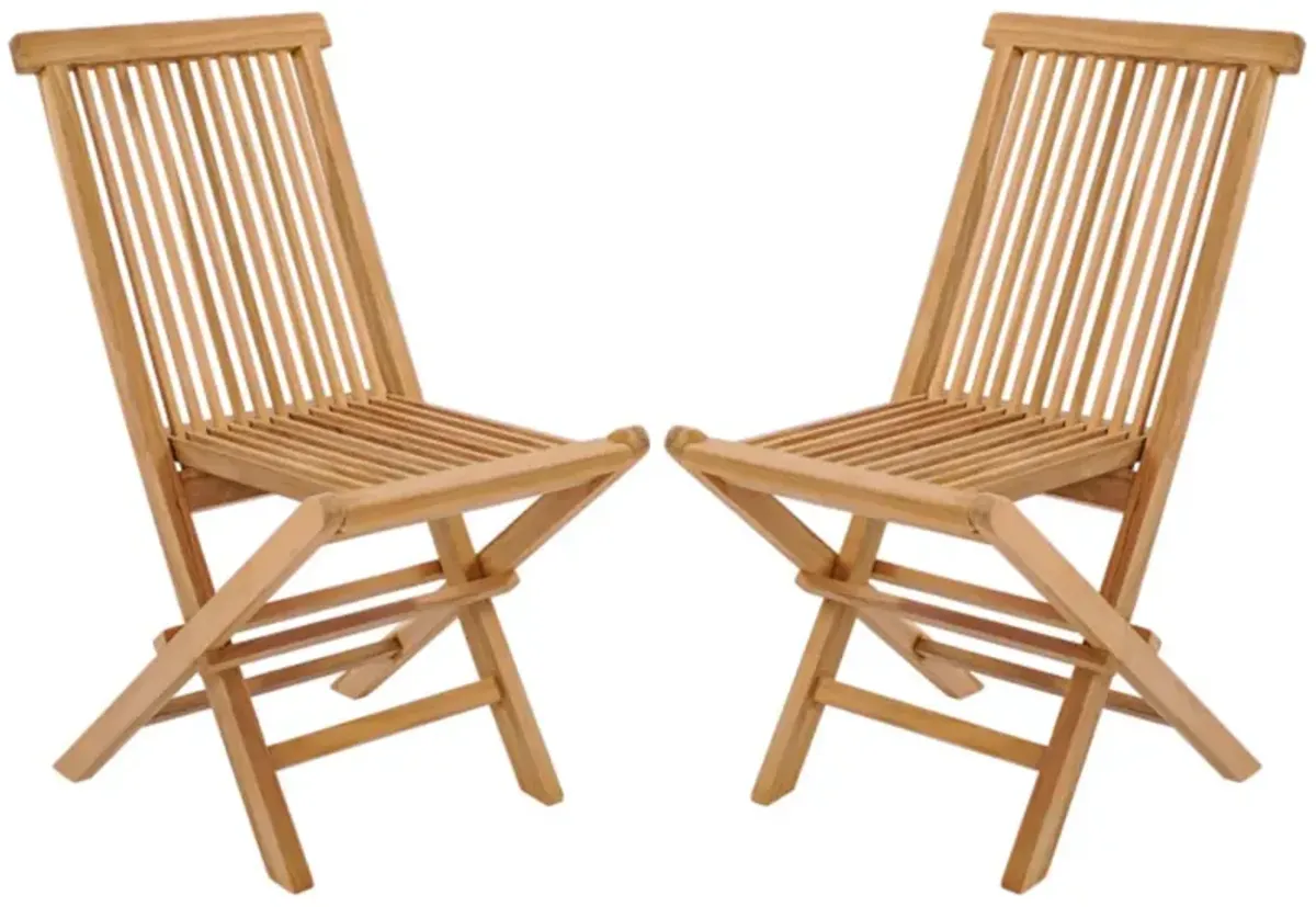 Hivvago Set of 2 Teak Patio Folding Chairs with High Back and Slatted Seat