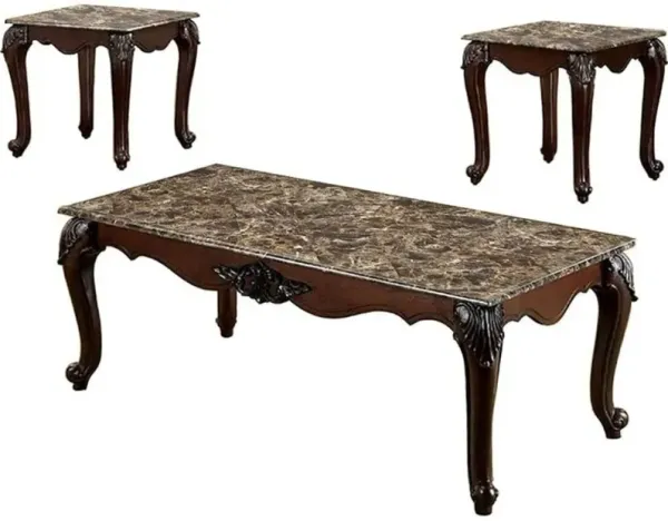 3 Piece Faux Marble Top Table Set