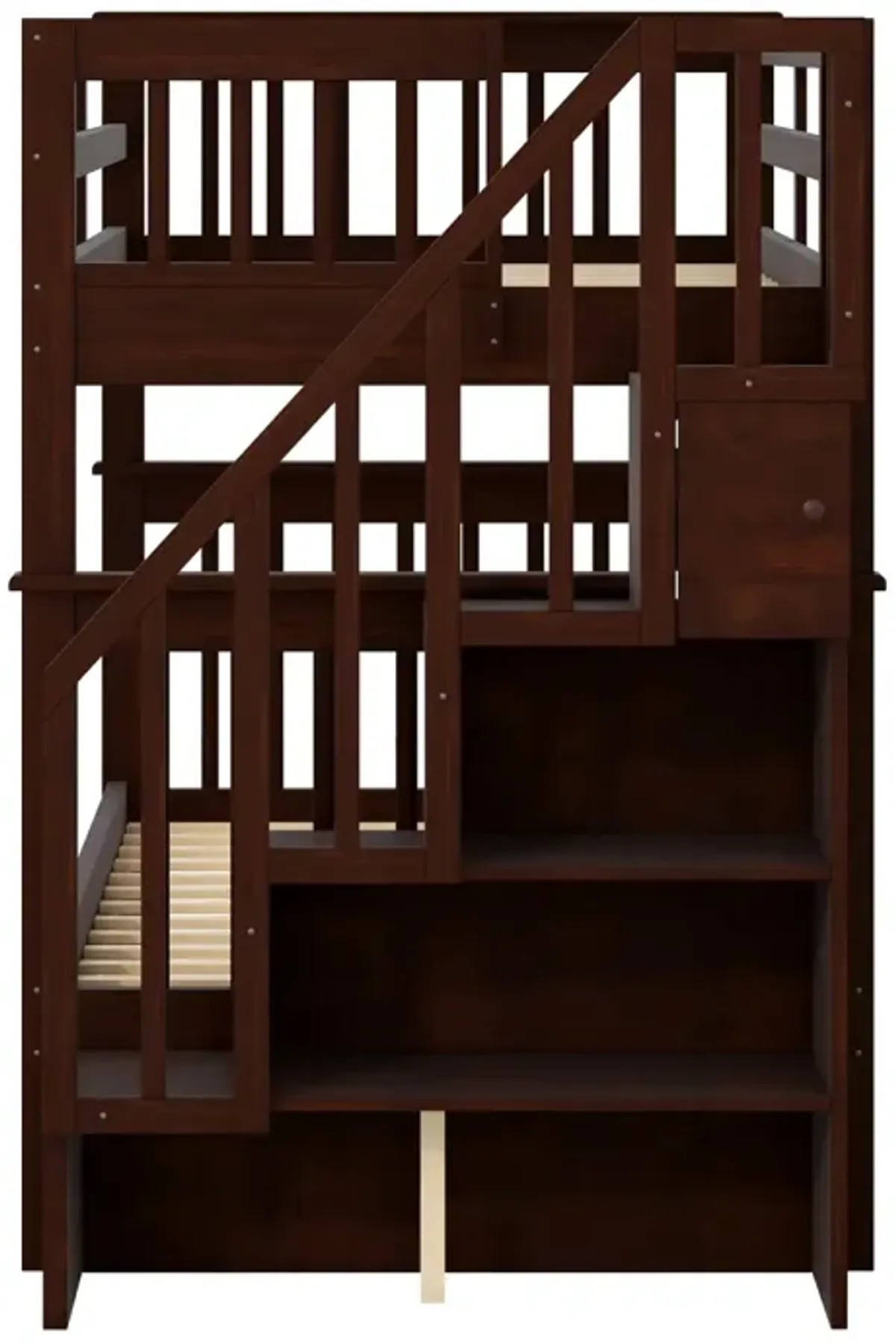 Stairway Twin-Over-Twin Bunk Bed With Storage And Guard Rail For Bedroom, Dorm