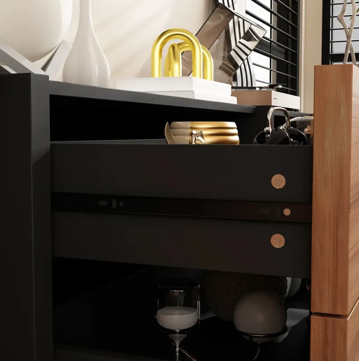 FUFU&GAGA Modern TV Stand with Storage Cabinets & Drawers, 78.7" Entertainment Center for Living Room, (78.7" W x 19.7" H x 15.4" D), Brown