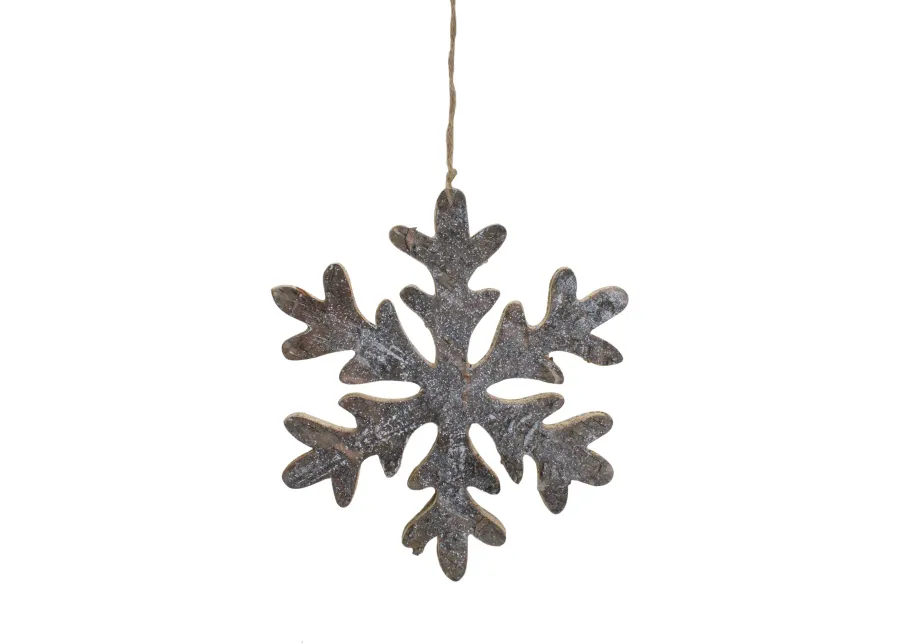 10" Metallic Silver and Gold Wooden Snowflake Christmas Ornament