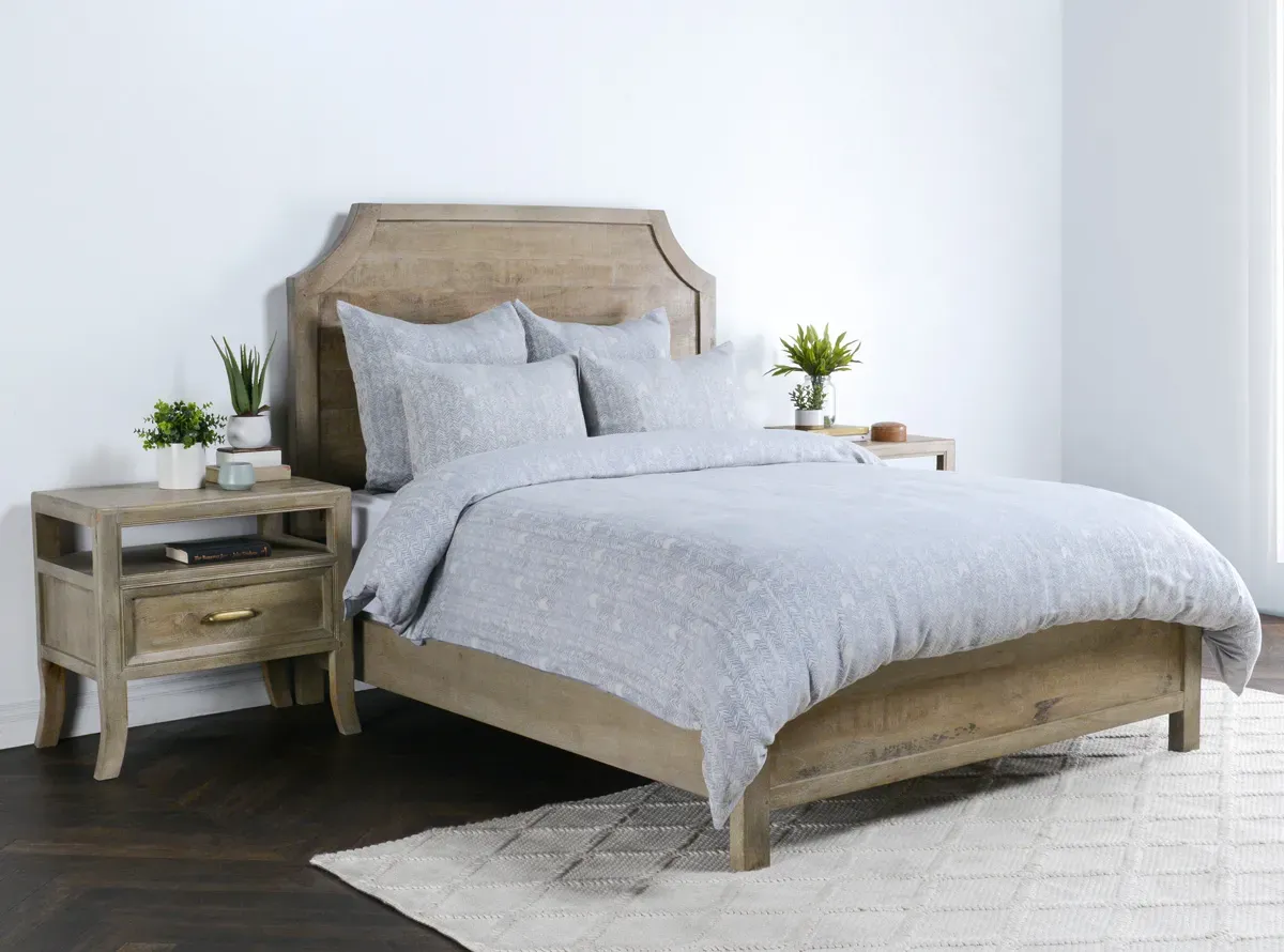 French Herringbone Storm 3-Piece Queen Duvet Set