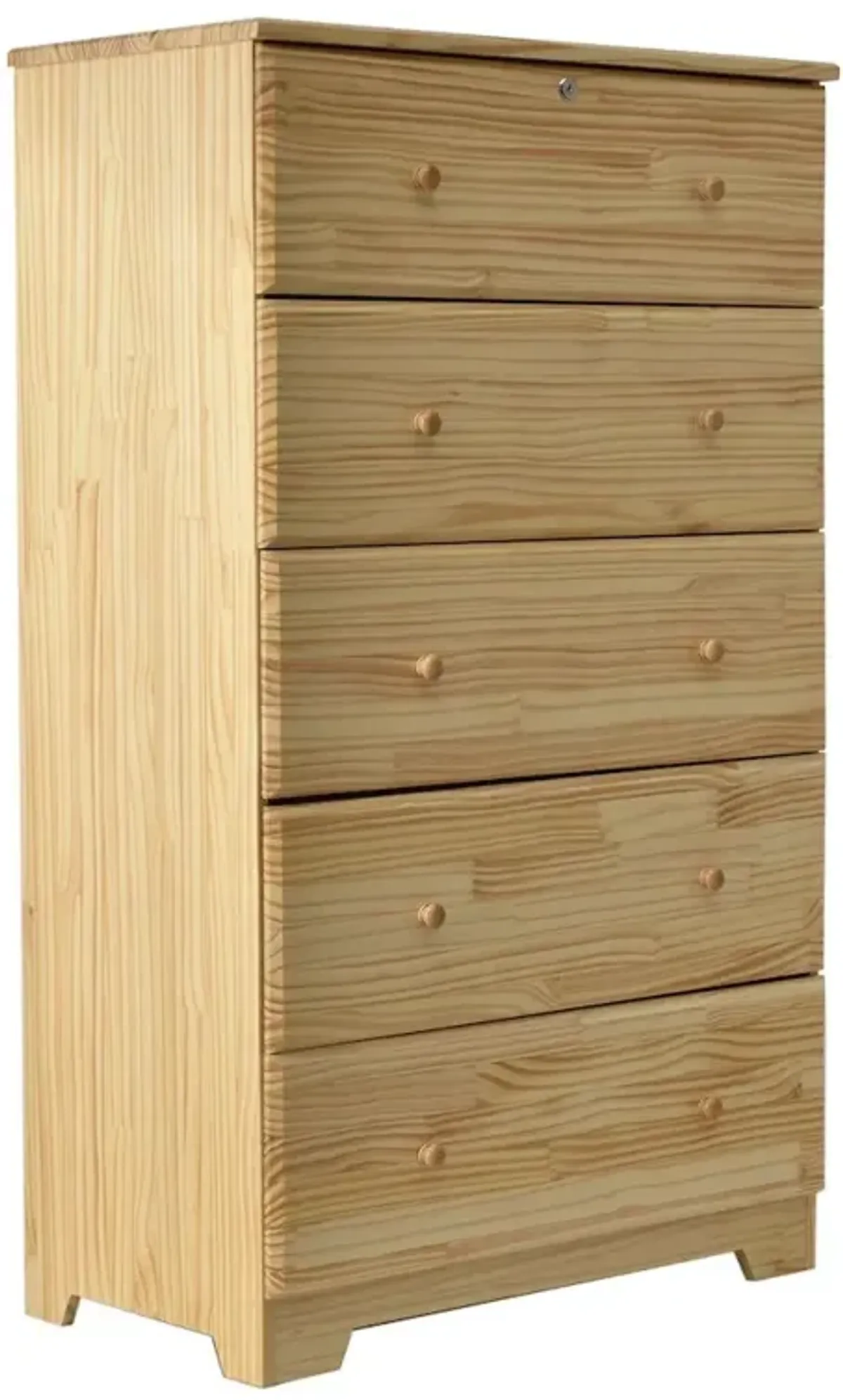 Solid Pine Wood 5 Drawer Chest Dresser (Natural)