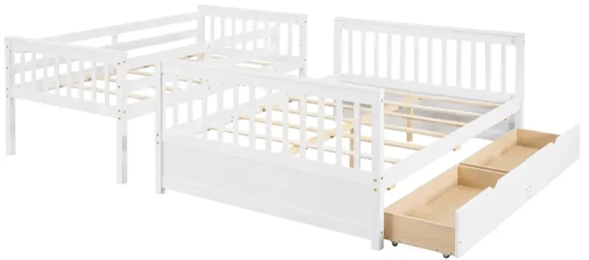 Twin-Over-Full Bunk Bed With Ladders And Two Storage Drawers