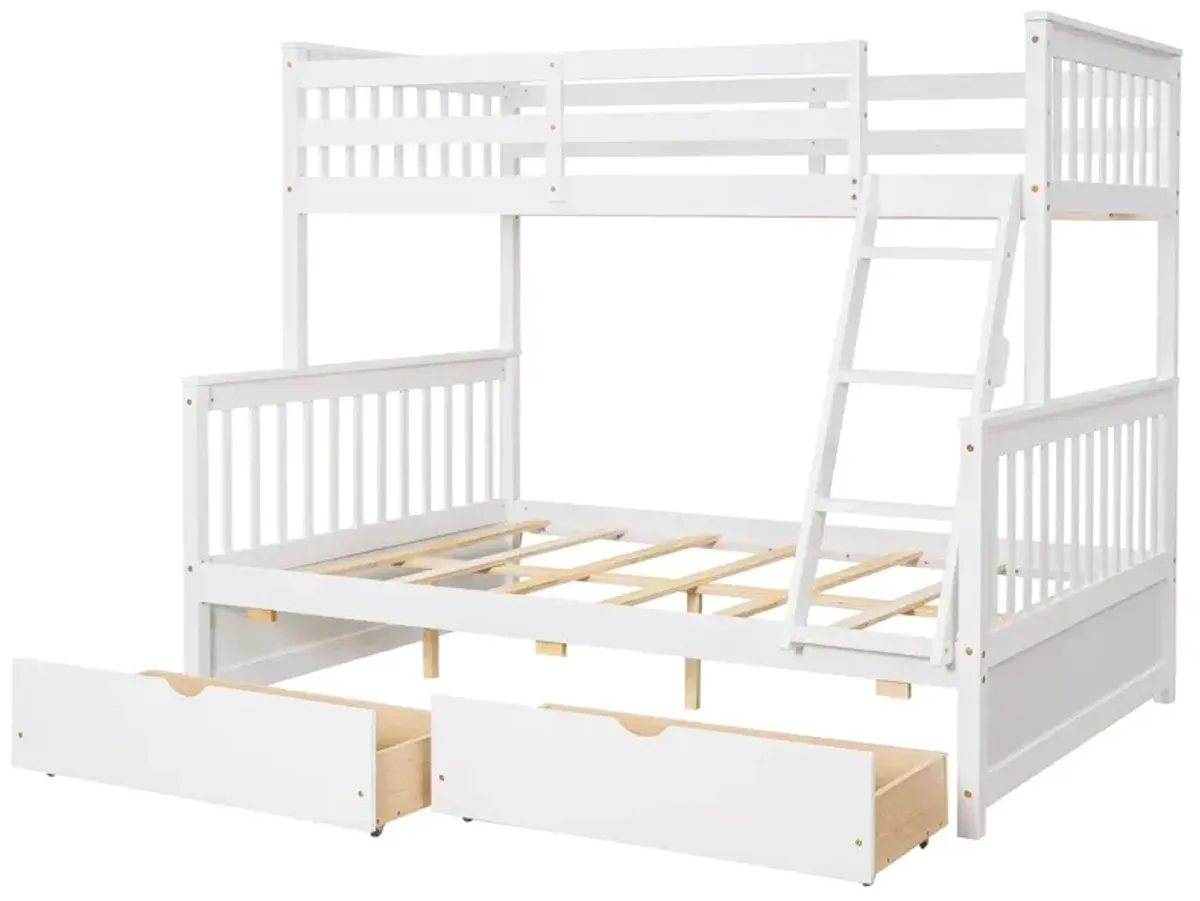 Twin-Over-Full Bunk Bed With Ladders And Two Storage Drawers