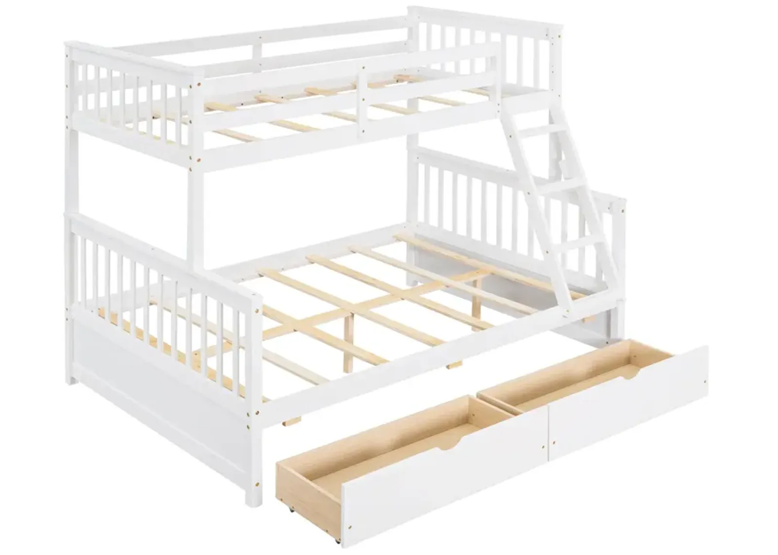 Twin-Over-Full Bunk Bed With Ladders And Two Storage Drawers