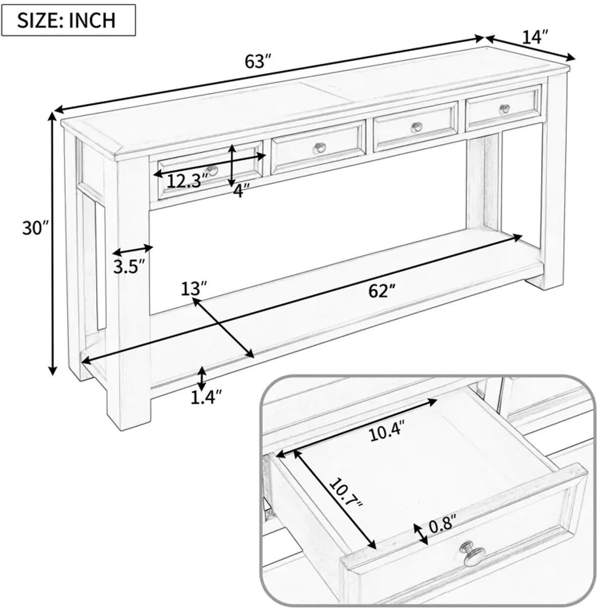 Merax Modern Console Table  with Storage Drawers