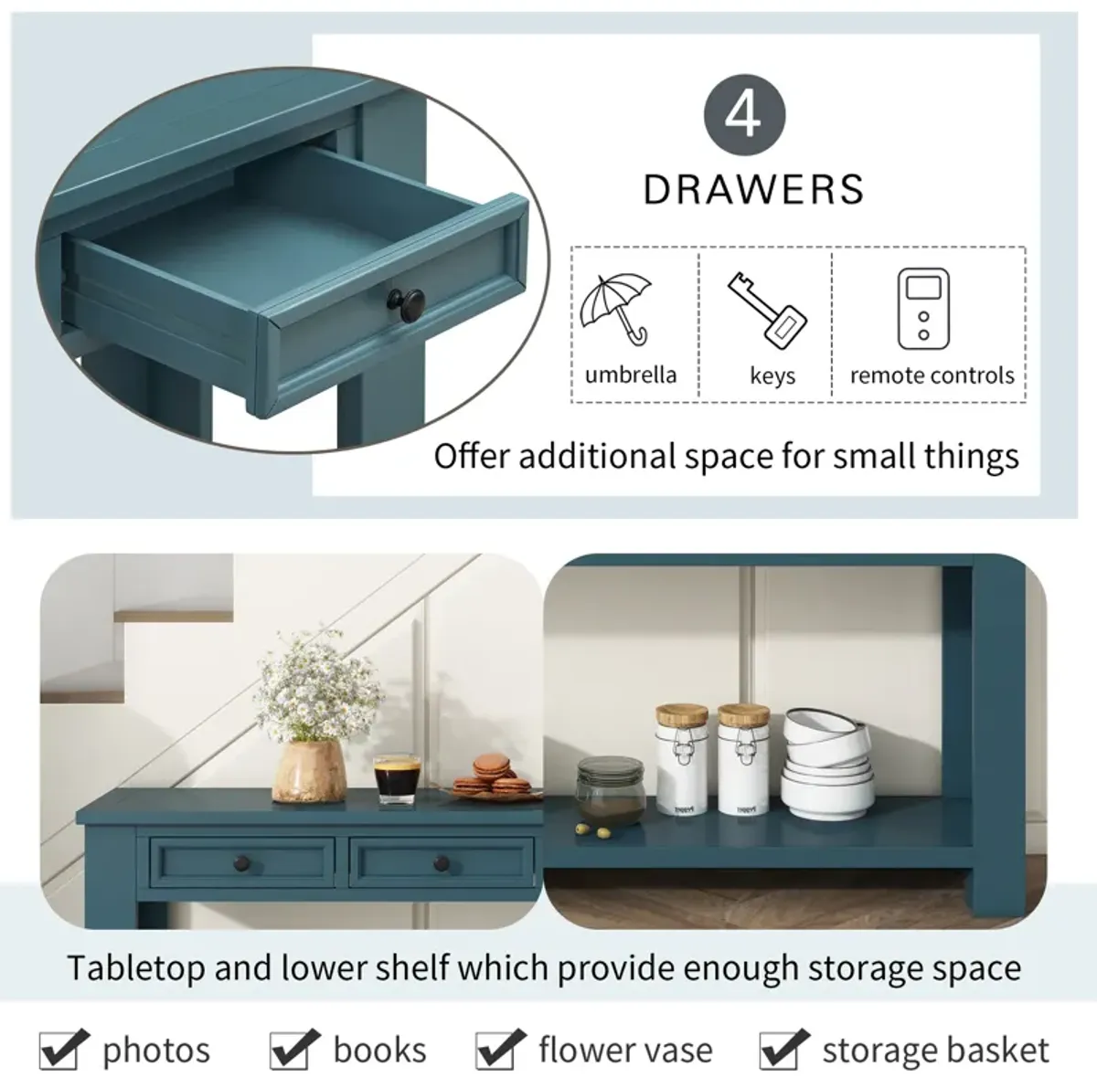 Merax Modern Console Table  with Storage Drawers