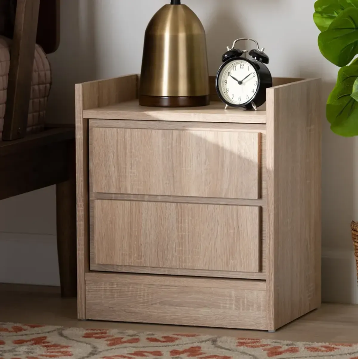 Baxton Studio Hale Modern and Contemporary Oak Finished Wood 1 Door Nightstand