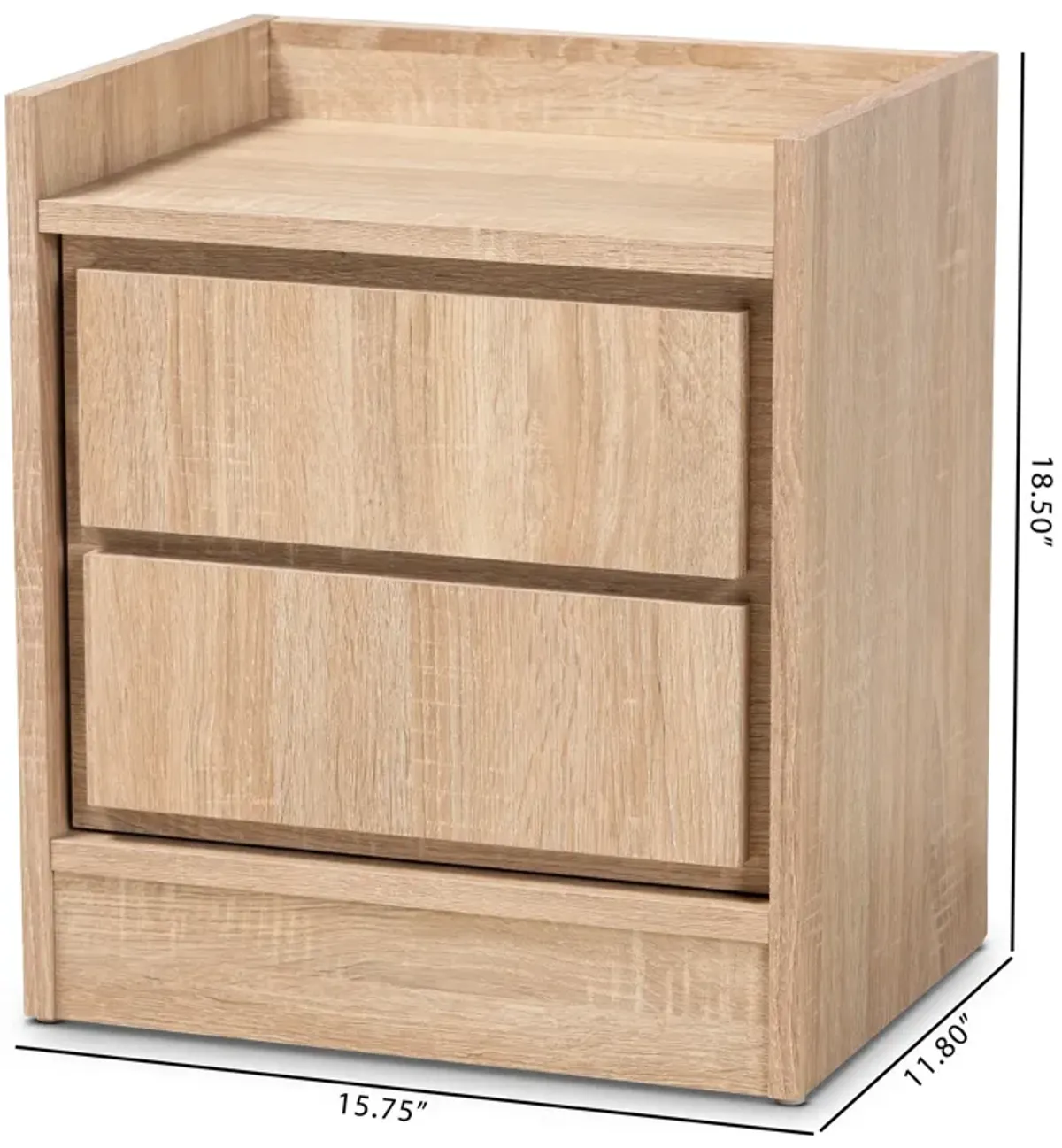 Baxton Studio Hale Modern and Contemporary Oak Finished Wood 1 Door Nightstand