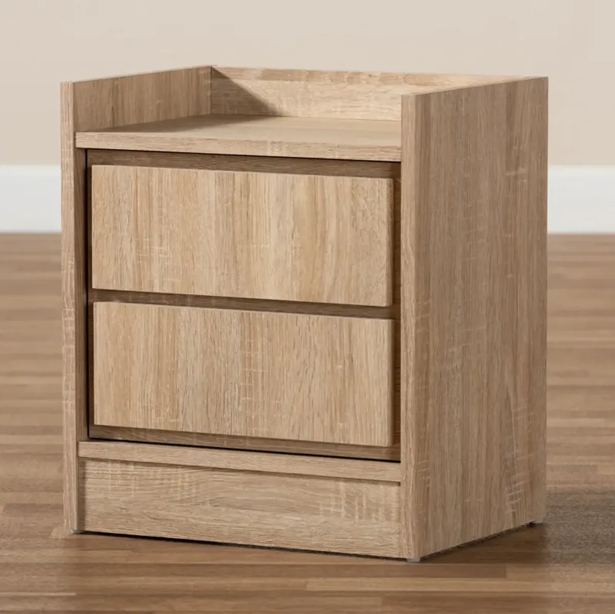 Baxton Studio Hale Modern and Contemporary Oak Finished Wood 1 Door Nightstand