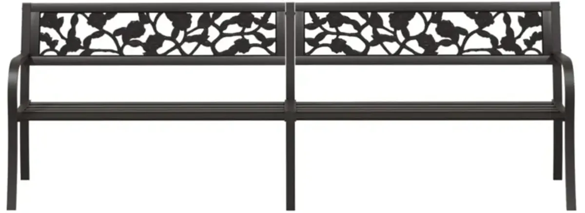 vidaXL Twin Patio Bench 96.9" Black Steel