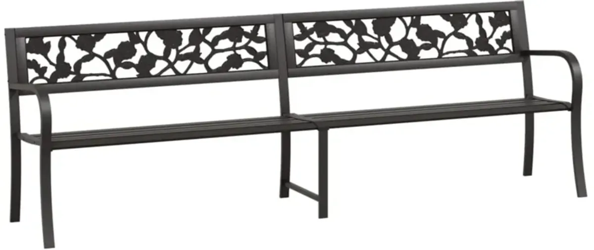 vidaXL Twin Patio Bench 96.9" Black Steel