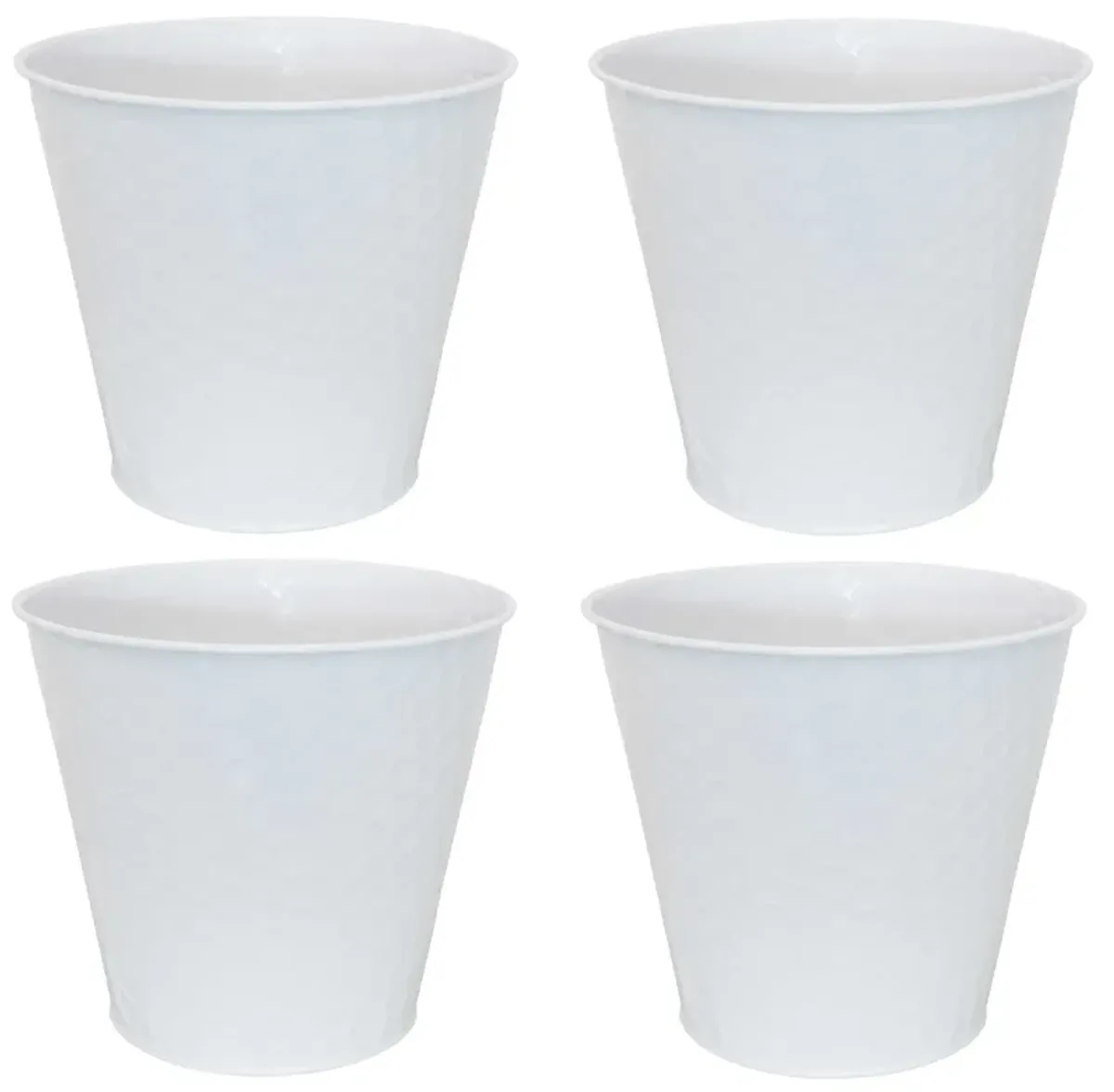 Sunnydaze Set of 4 Steel Buckets with Hexagon Pattern