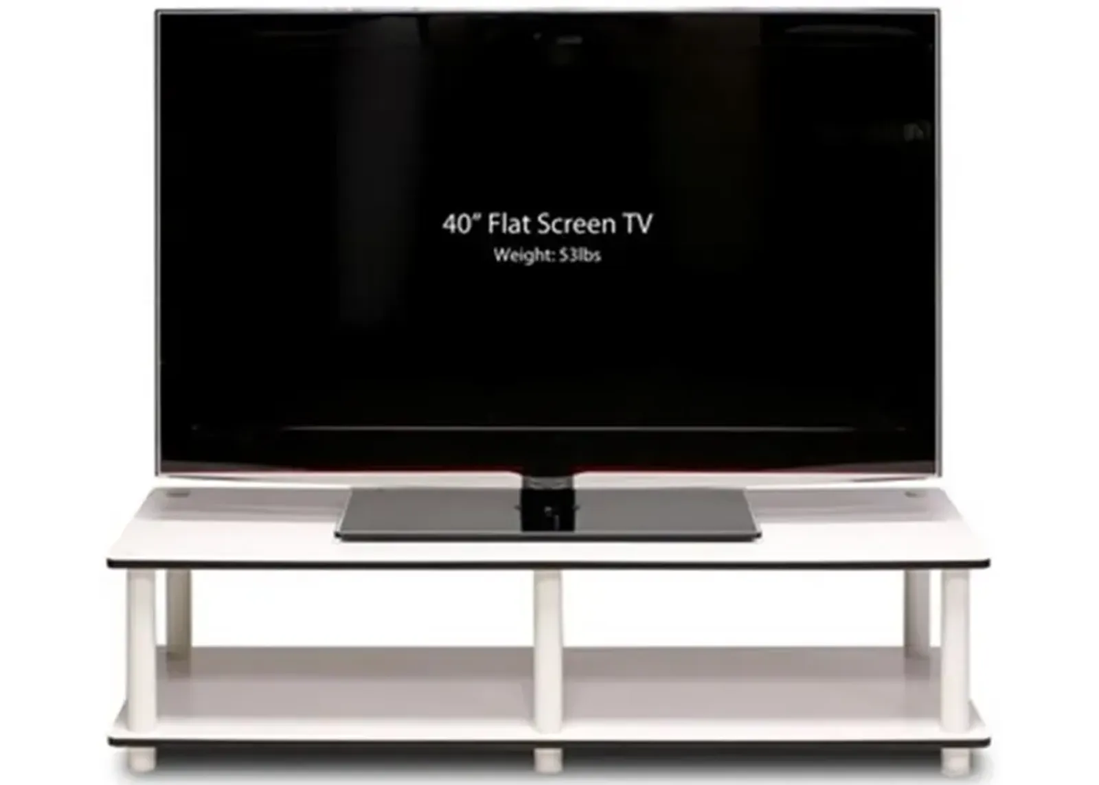 Furinno Furinno 11175WH(EX)/WH Just No Tools Wide TV Stand, White Finish w/White Tube